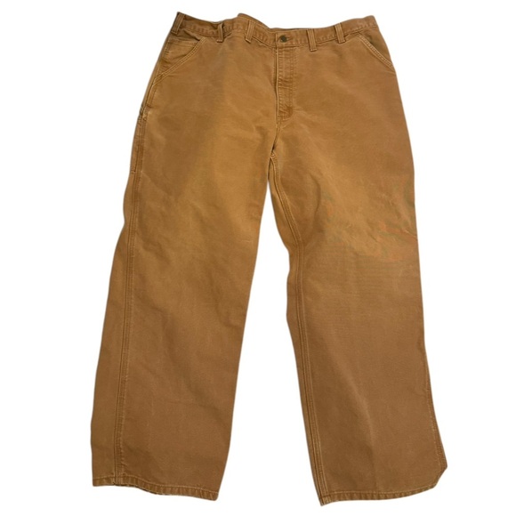 Carhartt original dungarees tan canvas utility pants 44 X 32 big & tall - Picture 4 of 8